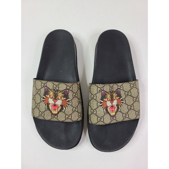 GUCCI Logo Angry Cat Slides - 12 - Picture 2 of 7